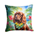Sussex Spaniel Luau Decorative Throw Pillow 18x18 Indoor Outdoor Accent Cushion, Fabric Cover with Insert for Sofa, Bed, Porch & Living Room
