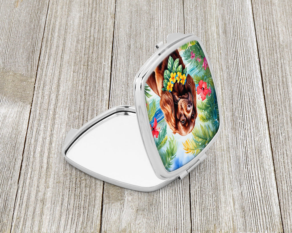 Sussex Spaniel Luau Compact Mirror Decorative Travel Makeup Mirror for Women Girls Gifts Pocket Makeup Mirror Folding Handheld