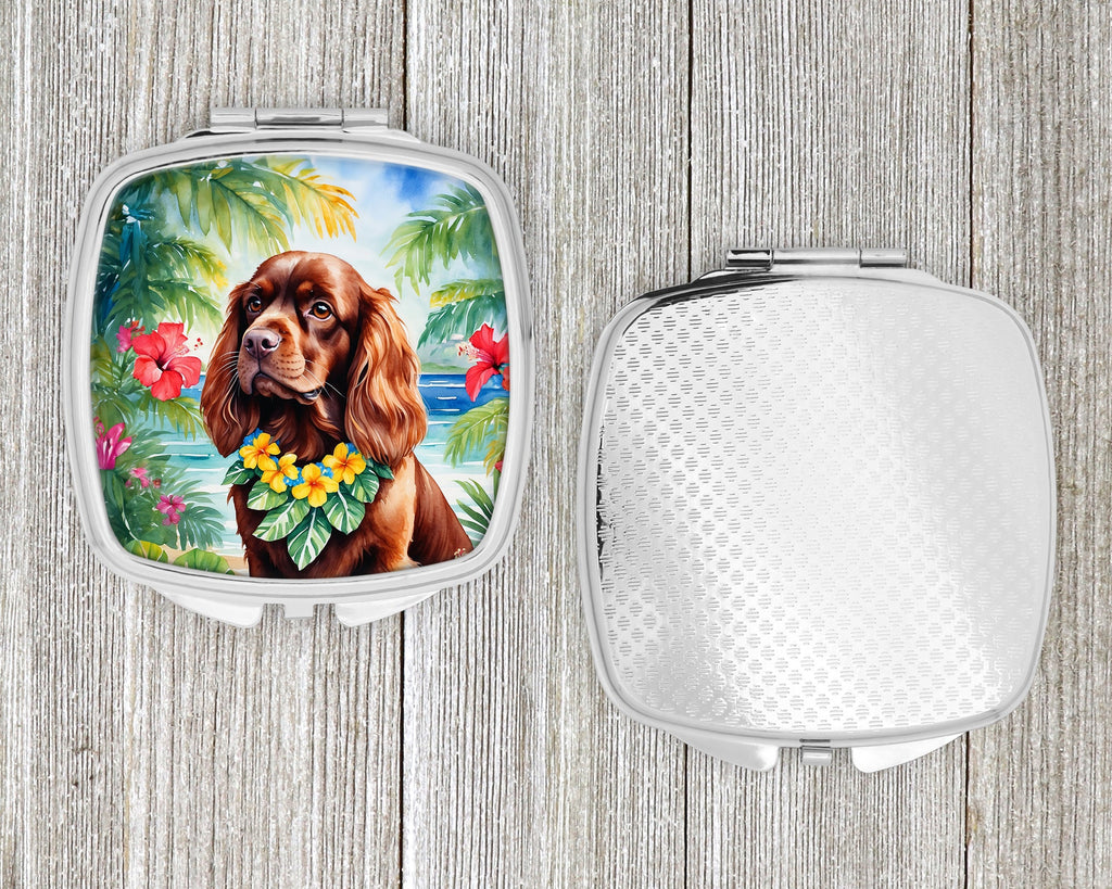 Sussex Spaniel Luau Compact Mirror Decorative Travel Makeup Mirror for Women Girls Gifts Pocket Makeup Mirror Folding Handheld