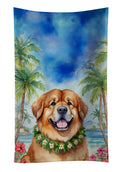 Tibetan Mastiff Luau Kitchen Towel Velour Plush Front and Cotton Loop Back Machine Washable