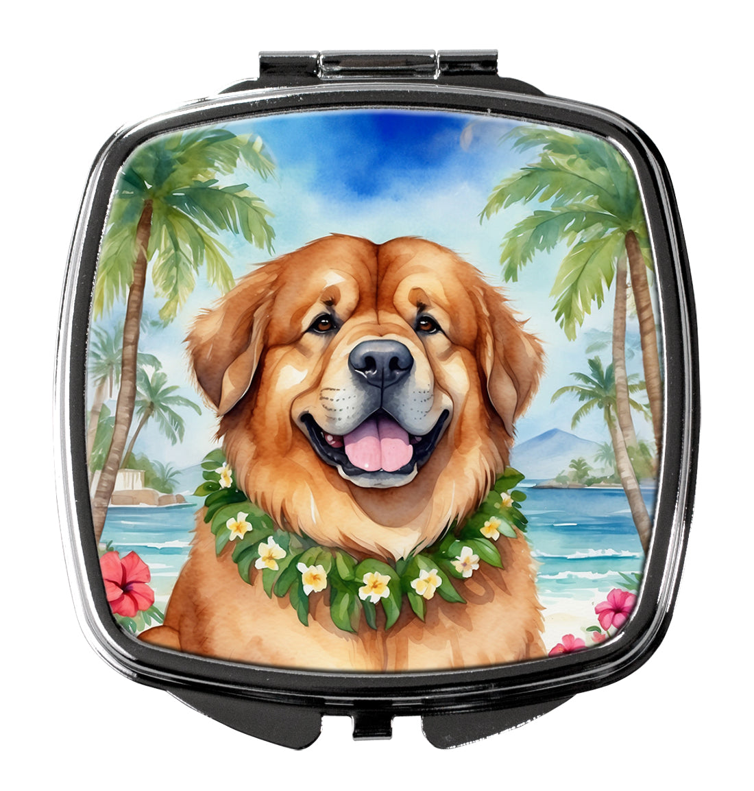 Tibetan Mastiff Luau Compact Mirror Decorative Travel Makeup Mirror for Women Girls Gifts Pocket Makeup Mirror Folding Handheld