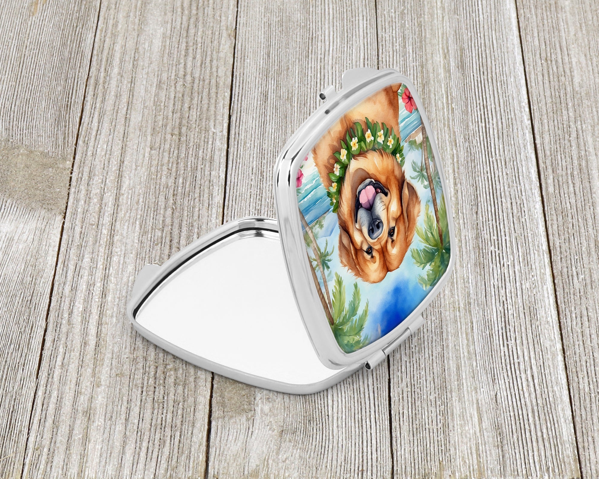 Tibetan Mastiff Luau Compact Mirror Decorative Travel Makeup Mirror for Women Girls Gifts Pocket Makeup Mirror Folding Handheld