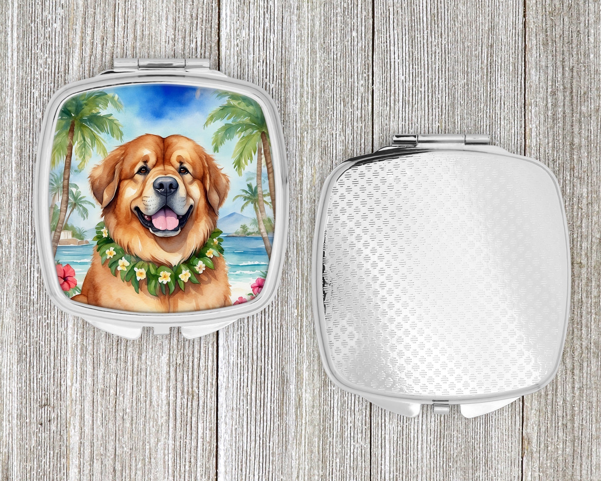 Tibetan Mastiff Luau Compact Mirror Decorative Travel Makeup Mirror for Women Girls Gifts Pocket Makeup Mirror Folding Handheld