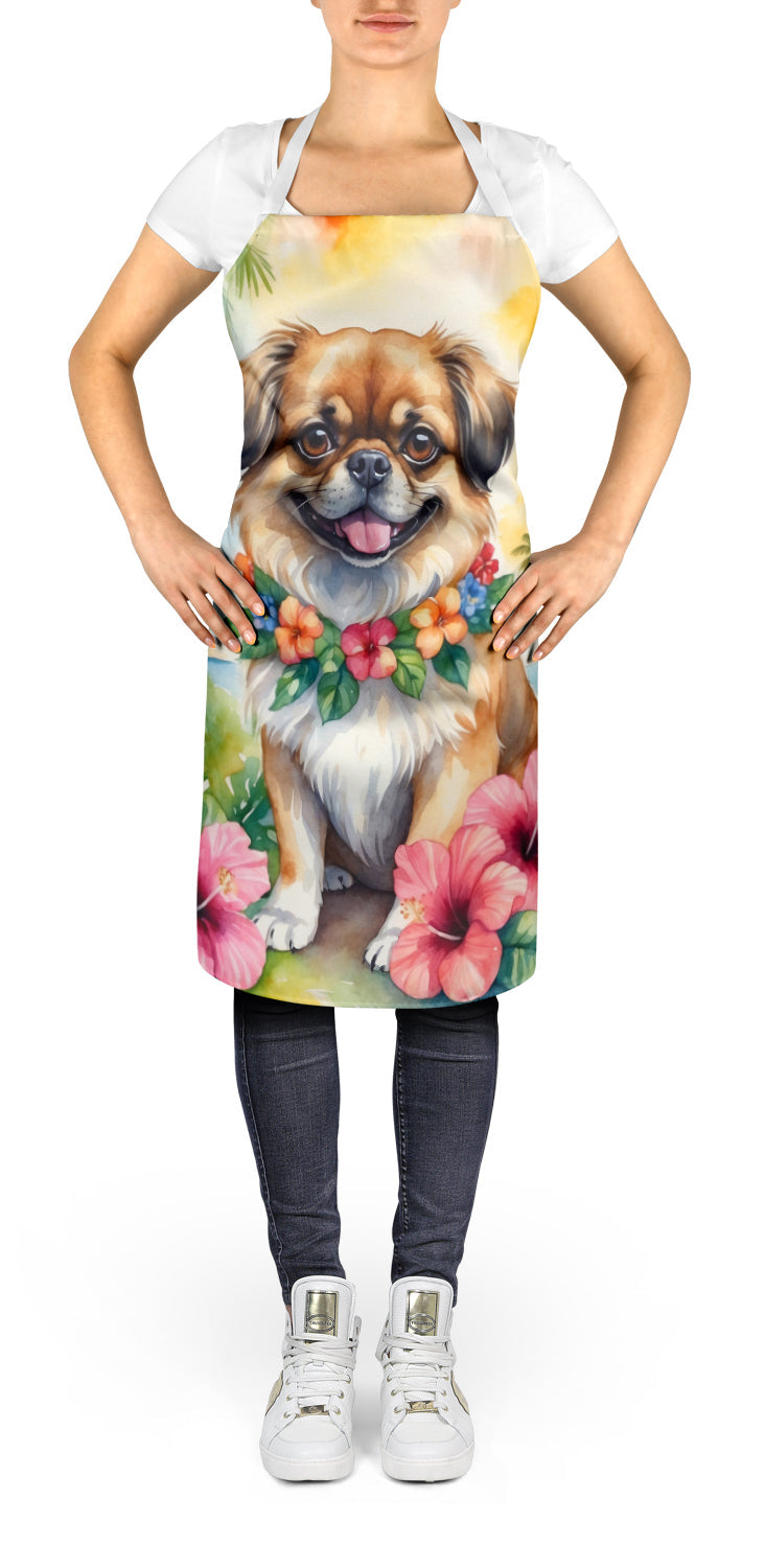 Tibetan Spaniel Luau Apron Cooking Kitchen Server Baking Crafts Gardening for Adult Women Men, Unisex, Large, Multicolor