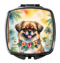 Tibetan Spaniel Luau Compact Mirror Decorative Travel Makeup Mirror for Women Girls Gifts Pocket Makeup Mirror Folding Handheld
