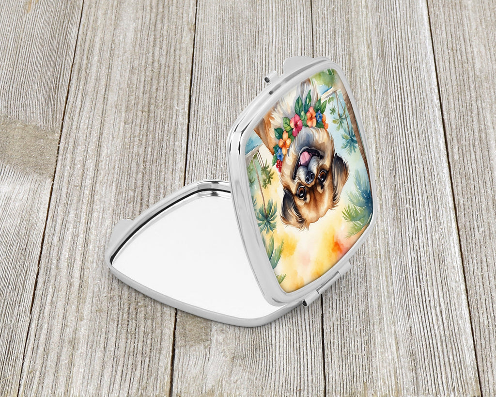 Tibetan Spaniel Luau Compact Mirror Decorative Travel Makeup Mirror for Women Girls Gifts Pocket Makeup Mirror Folding Handheld