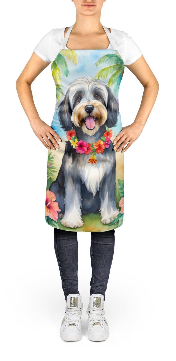 Tibetan Terrier Luau Apron Cooking Kitchen Server Baking Crafts Gardening for Adult Women Men, Unisex, Large, Multicolor
