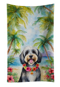 Tibetan Terrier Luau Kitchen Towel Velour Plush Front and Cotton Loop Back Machine Washable