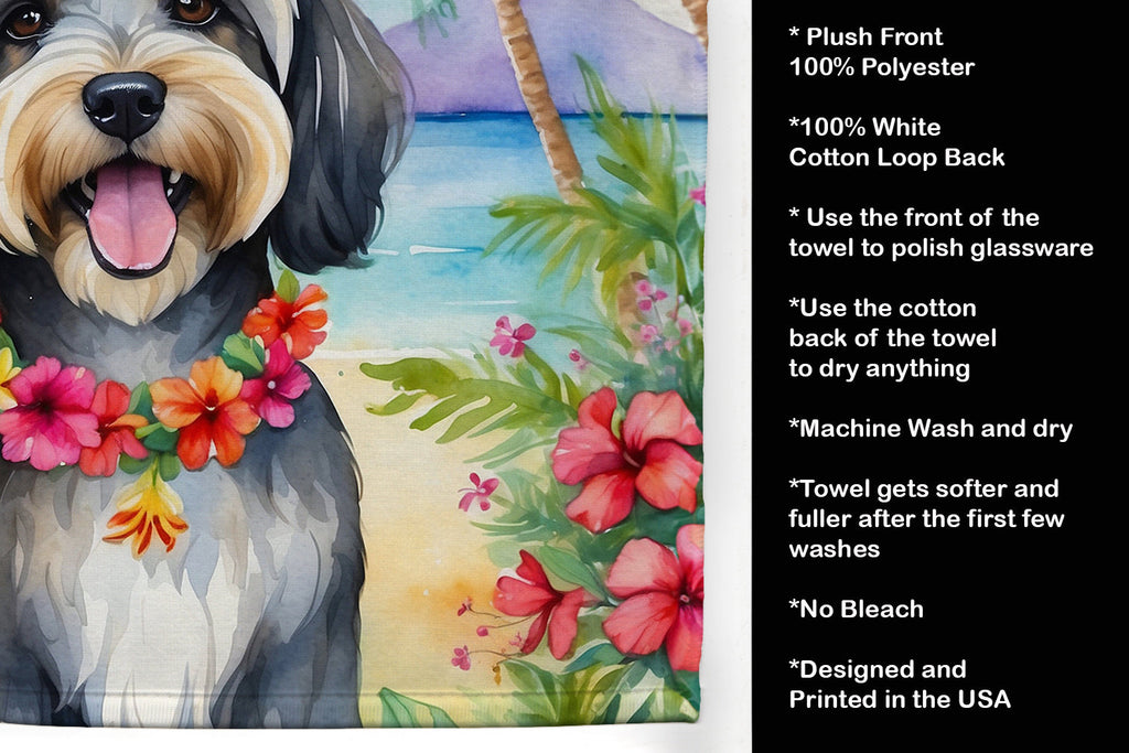 Tibetan Terrier Luau Kitchen Towel Velour Plush Front and Cotton Loop Back Machine Washable