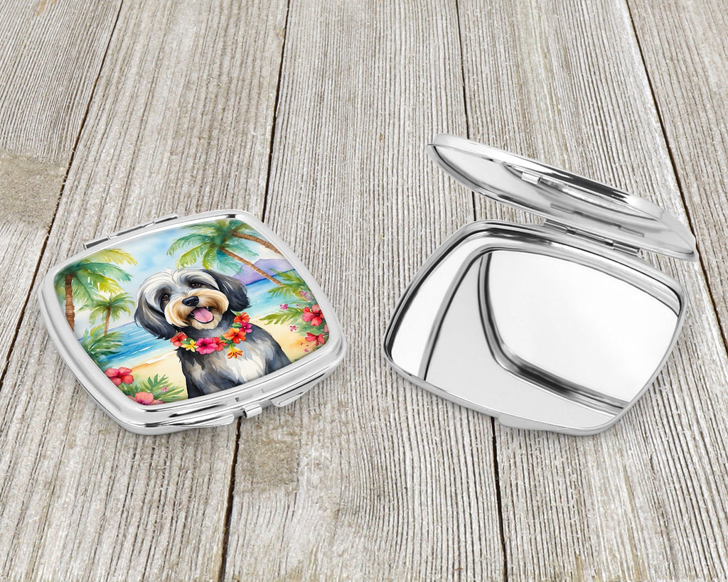 Tibetan Terrier Luau Compact Mirror Decorative Travel Makeup Mirror for Women Girls Gifts Pocket Makeup Mirror Folding Handheld