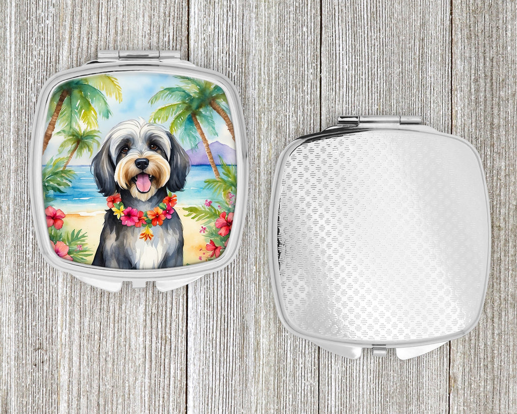 Tibetan Terrier Luau Compact Mirror Decorative Travel Makeup Mirror for Women Girls Gifts Pocket Makeup Mirror Folding Handheld