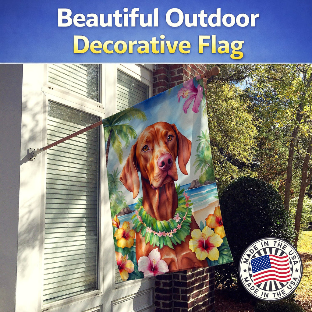 Vizsla Luau House Flag 28x40 Porch Sleeve Pole Decorative Outside Yard Banner Artwork Wall Hanging, Polyester