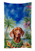 Vizsla Luau Kitchen Towel Velour Plush Front and Cotton Loop Back Machine Washable