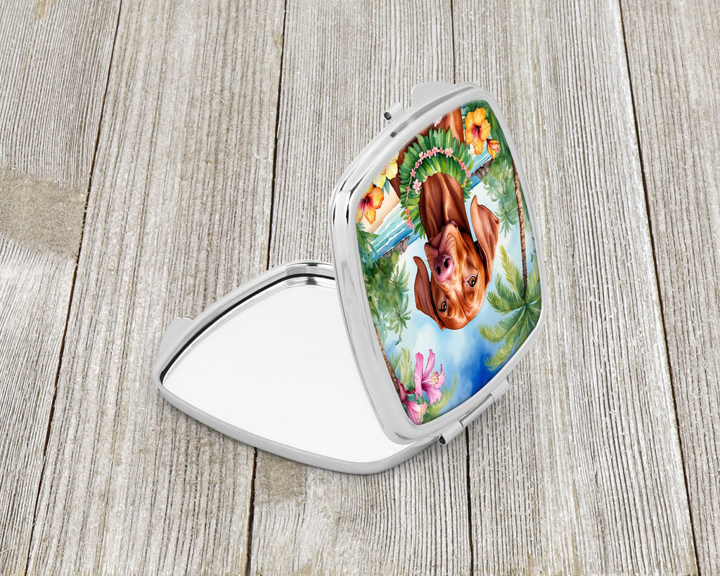 Vizsla Luau Compact Mirror Decorative Travel Makeup Mirror for Women Girls Gifts Pocket Makeup Mirror Folding Handheld