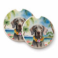 Weimaraner Luau Set of 2 Cup Holder Car Coasters Absorbent Round Sandstone Coasters Gifts for Men or Women, 2.5, Multicolor
