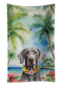 Weimaraner Luau Kitchen Towel Velour Plush Front and Cotton Loop Back Machine Washable