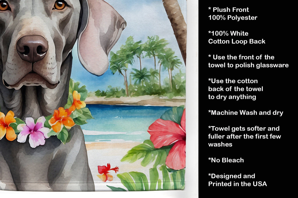Weimaraner Luau Kitchen Towel Velour Plush Front and Cotton Loop Back Machine Washable