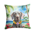 Weimaraner Luau Decorative Throw Pillow 14x14 Indoor Outdoor Accent Cushion, Fabric Cover with Insert for Sofa, Bed, Porch & Living Room