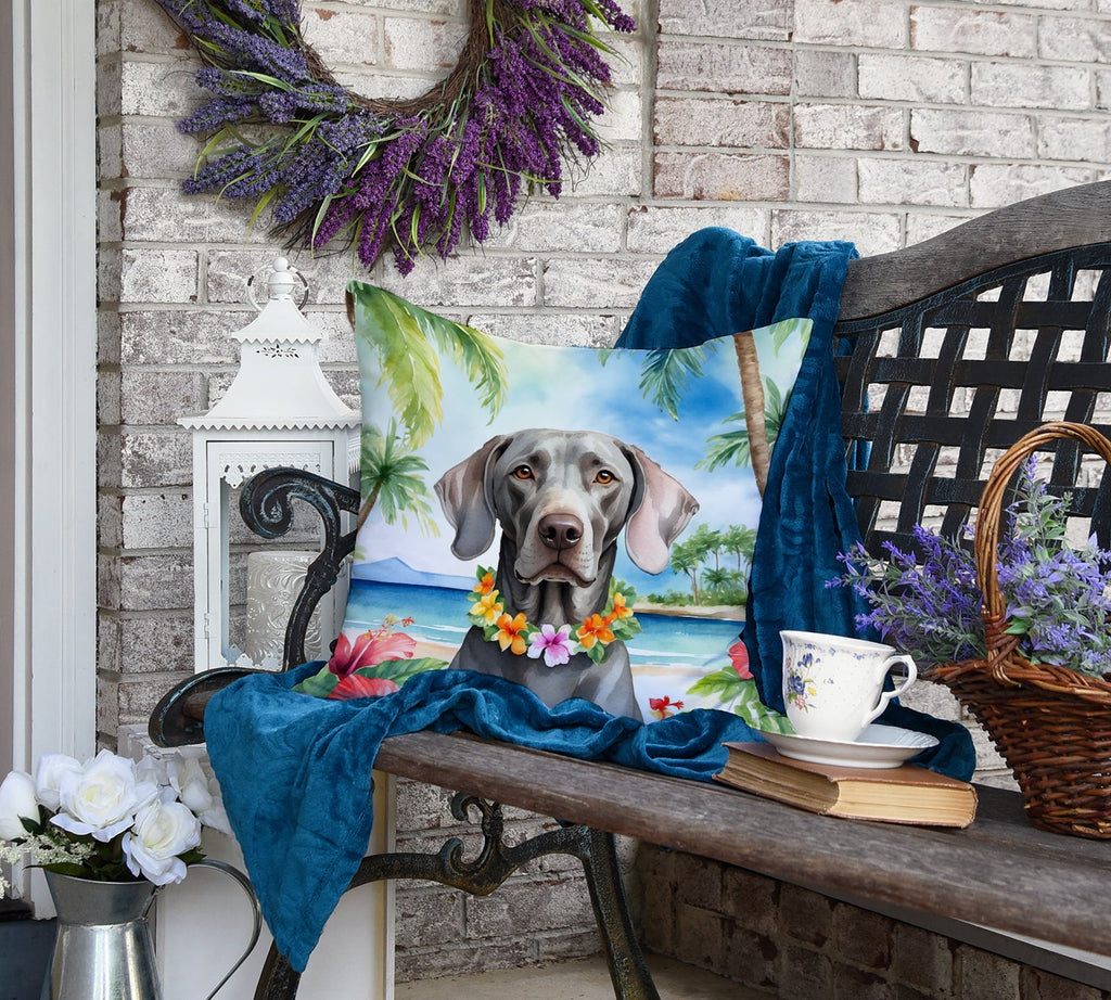 Weimaraner Luau Decorative Throw Pillow 18x18 Indoor Outdoor Accent Cushion, Fabric Cover with Insert for Sofa, Bed, Porch & Living Room