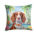 Welsh Springer Spaniel Luau Decorative Throw Pillow 14x14 Indoor Outdoor Accent Cushion, Fabric Cover with Insert for Sofa, Bed, Porch & Living Room