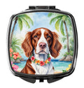 Welsh Springer Spaniel Luau Compact Mirror Decorative Travel Makeup Mirror for Women Girls Gifts Pocket Makeup Mirror Folding Handheld