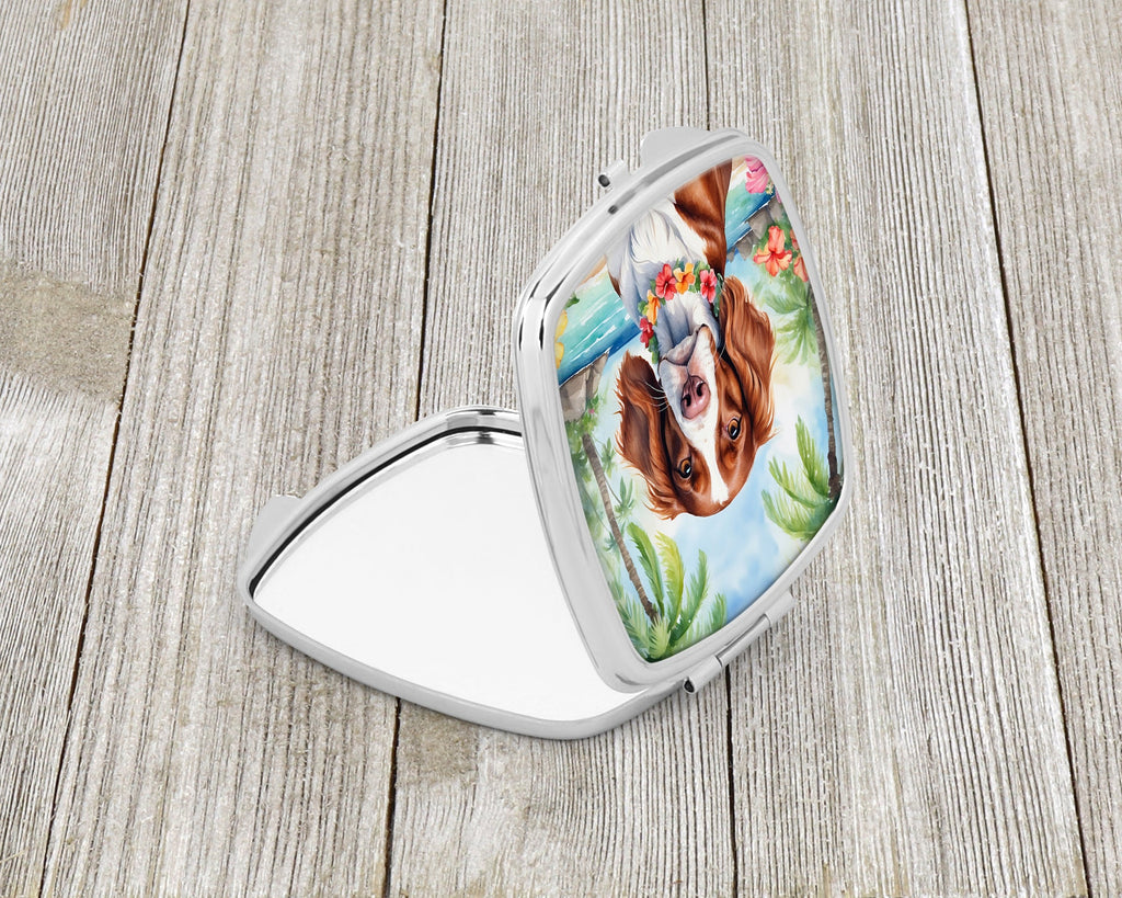 Welsh Springer Spaniel Luau Compact Mirror Decorative Travel Makeup Mirror for Women Girls Gifts Pocket Makeup Mirror Folding Handheld