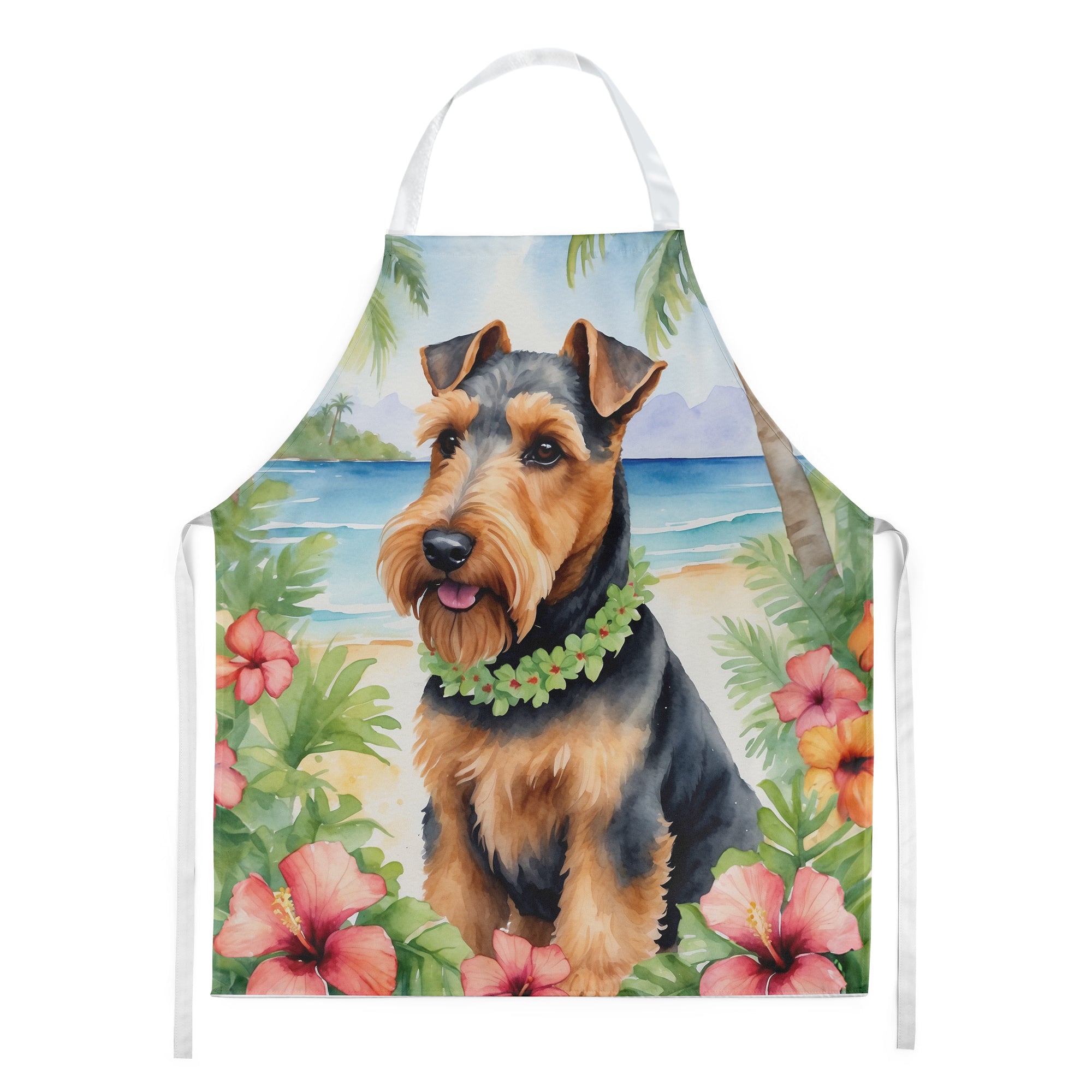 Welsh Terrier Luau Apron Cooking Kitchen Server Baking Crafts Gardening for Adult Women Men, Unisex, Large, Multicolor
