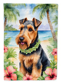 Welsh Terrier Luau House Flag 28x40 Porch Sleeve Pole Decorative Outside Yard Banner Artwork Wall Hanging, Polyester