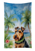 Welsh Terrier Luau Kitchen Towel Velour Plush Front and Cotton Loop Back Machine Washable