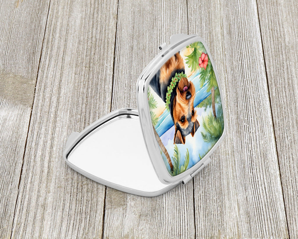 Welsh Terrier Luau Compact Mirror Decorative Travel Makeup Mirror for Women Girls Gifts Pocket Makeup Mirror Folding Handheld