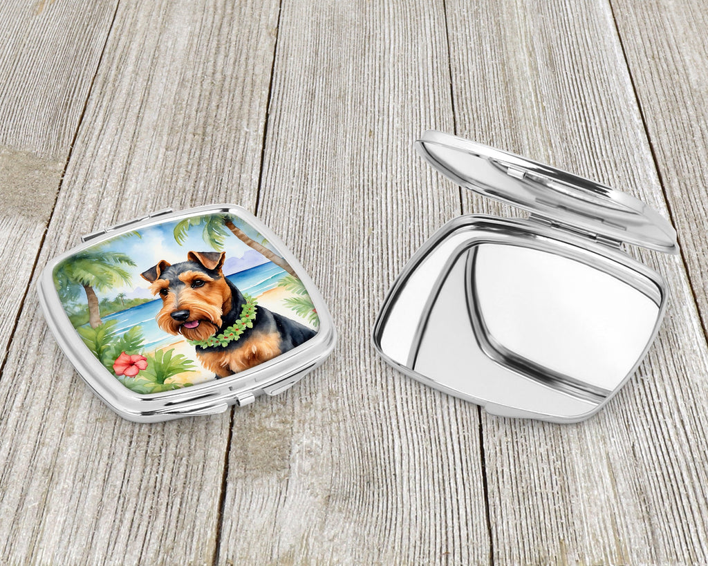 Welsh Terrier Luau Compact Mirror Decorative Travel Makeup Mirror for Women Girls Gifts Pocket Makeup Mirror Folding Handheld