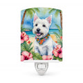 Westie Luau Ceramic Night Light Compact, UL-Certified, Ideal for Bedroom, Bathroom, Nursery, Hallway, Kitchen, 6x4x3, Multicolor