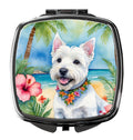 Westie Luau Compact Mirror Decorative Travel Makeup Mirror for Women Girls Gifts Pocket Makeup Mirror Folding Handheld