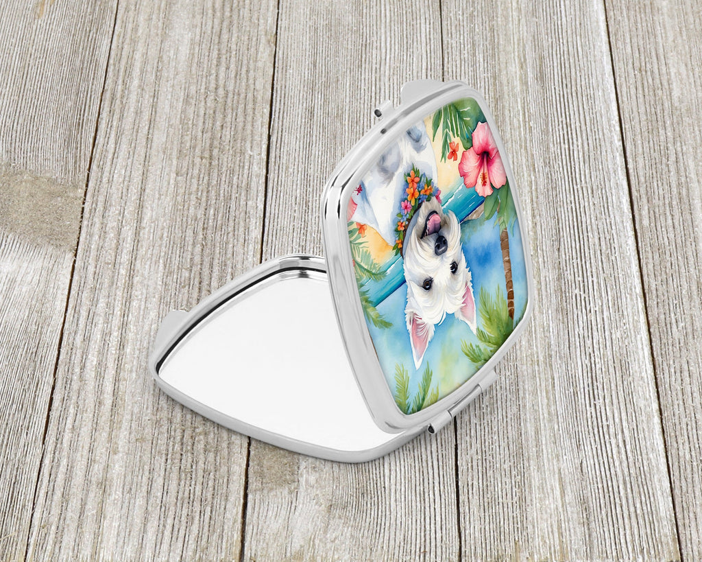 Westie Luau Compact Mirror Decorative Travel Makeup Mirror for Women Girls Gifts Pocket Makeup Mirror Folding Handheld