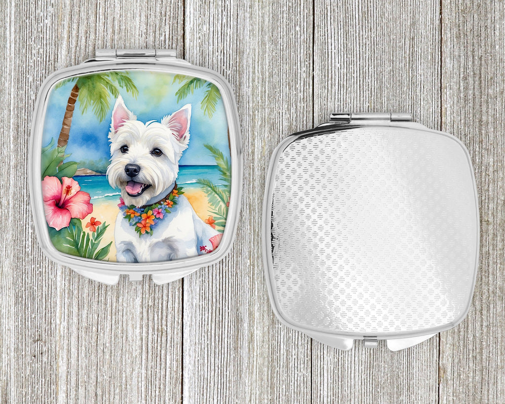 Westie Luau Compact Mirror Decorative Travel Makeup Mirror for Women Girls Gifts Pocket Makeup Mirror Folding Handheld