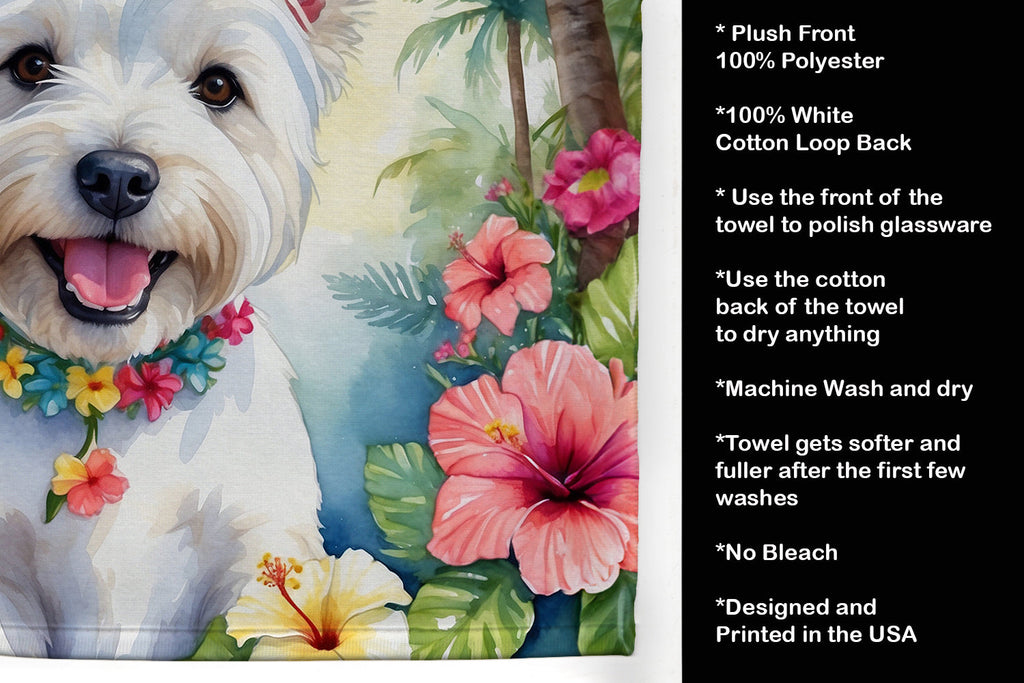 Westie Luau Kitchen Towel Velour Plush Front and Cotton Loop Back Machine Washable
