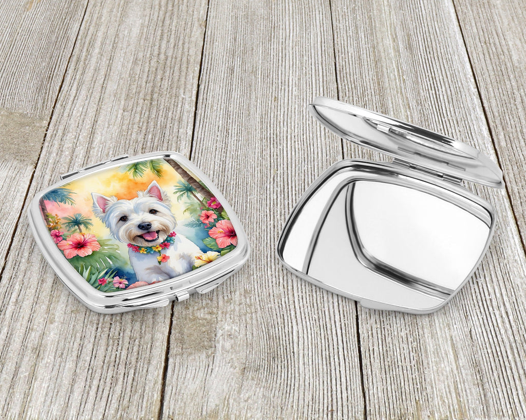 Westie Luau Compact Mirror Decorative Travel Makeup Mirror for Women Girls Gifts Pocket Makeup Mirror Folding Handheld