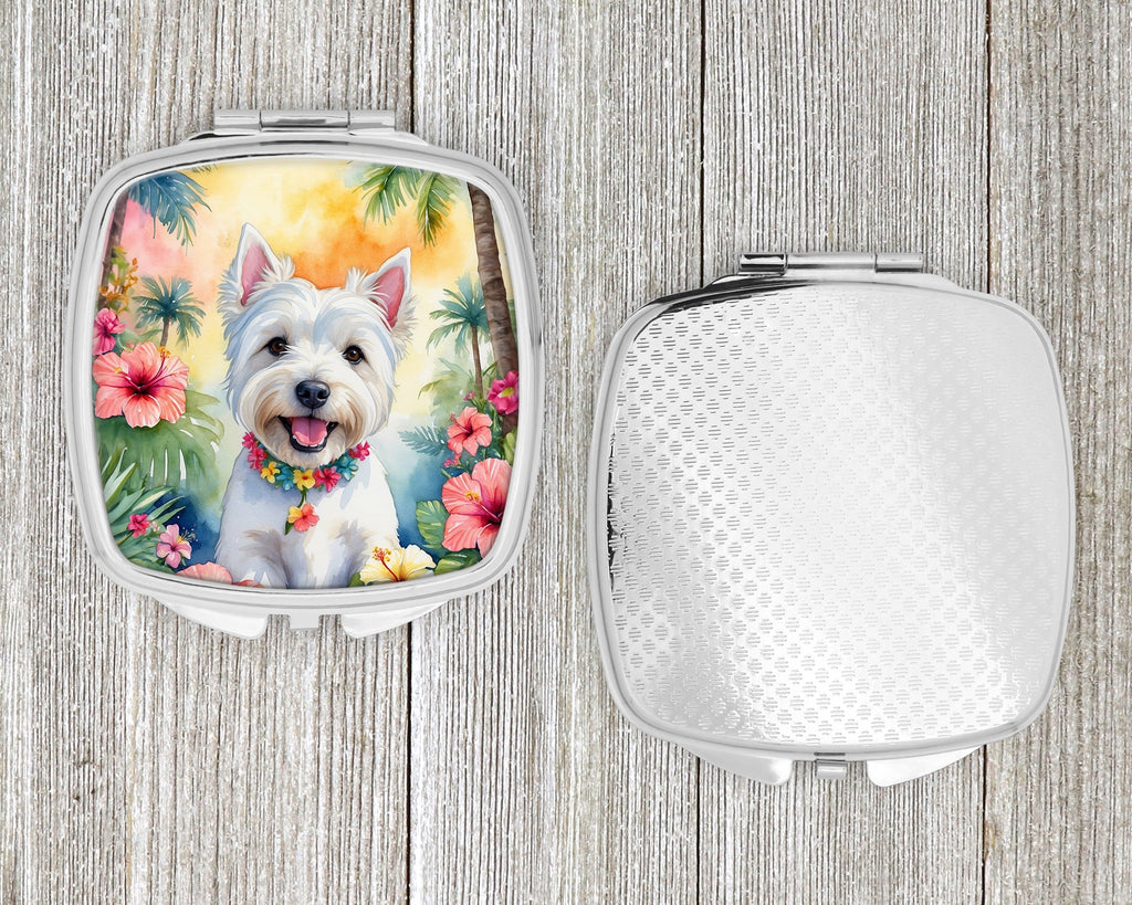Westie Luau Compact Mirror Decorative Travel Makeup Mirror for Women Girls Gifts Pocket Makeup Mirror Folding Handheld