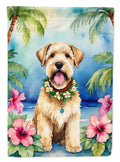 Wheaten Terrier Luau House Flag 28x40 Porch Sleeve Pole Decorative Outside Yard Banner Artwork Wall Hanging, Polyester