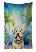 Wheaten Terrier Luau Kitchen Towel Velour Plush Front and Cotton Loop Back Machine Washable