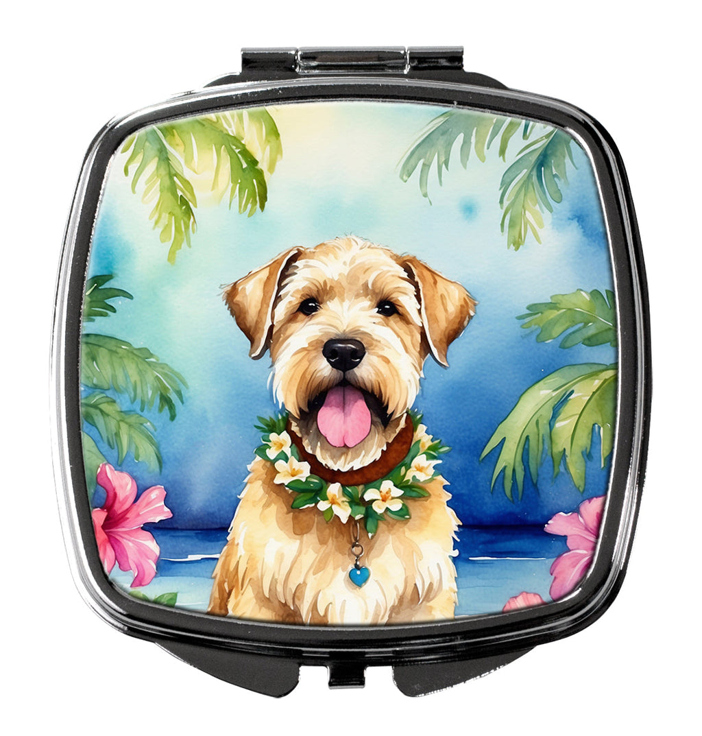 Wheaten Terrier Luau Compact Mirror Decorative Travel Makeup Mirror for Women Girls Gifts Pocket Makeup Mirror Folding Handheld