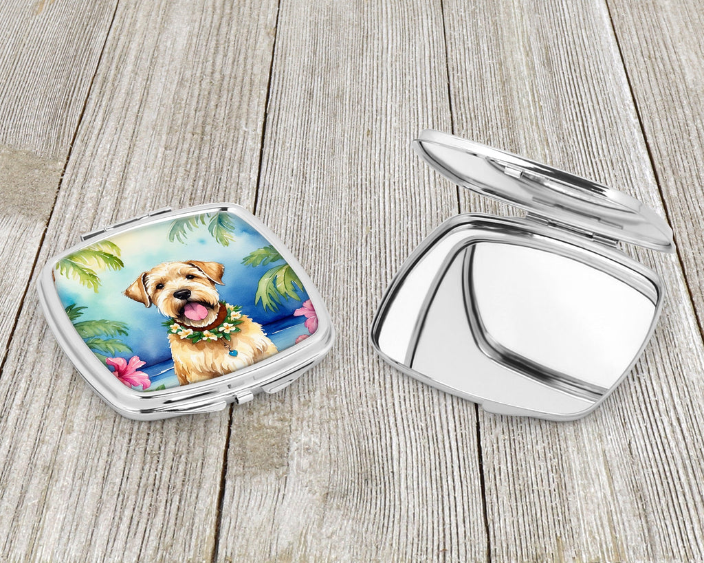 Wheaten Terrier Luau Compact Mirror Decorative Travel Makeup Mirror for Women Girls Gifts Pocket Makeup Mirror Folding Handheld