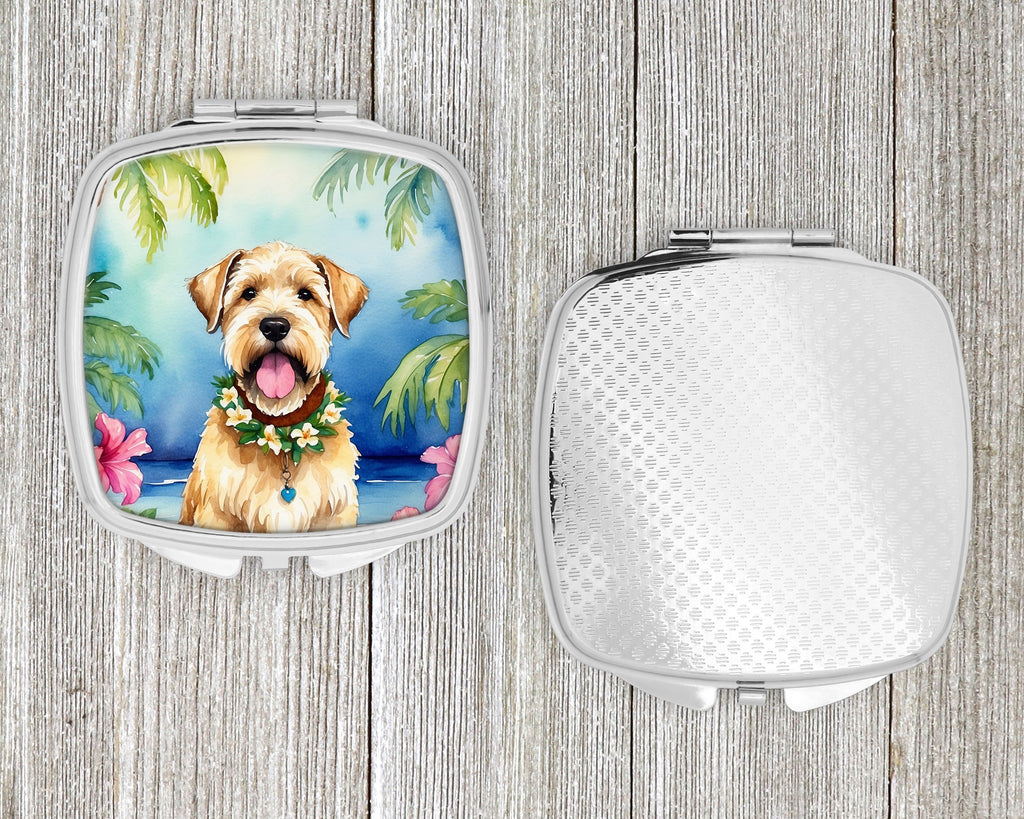 Wheaten Terrier Luau Compact Mirror Decorative Travel Makeup Mirror for Women Girls Gifts Pocket Makeup Mirror Folding Handheld
