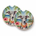 Whippet Luau Set of 2 Cup Holder Car Coasters Absorbent Round Sandstone Coasters Gifts for Men or Women, 2.5, Multicolor