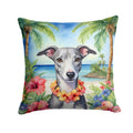 Whippet Luau Decorative Throw Pillow 14x14 Indoor Outdoor Accent Cushion, Fabric Cover with Insert for Sofa, Bed, Porch & Living Room