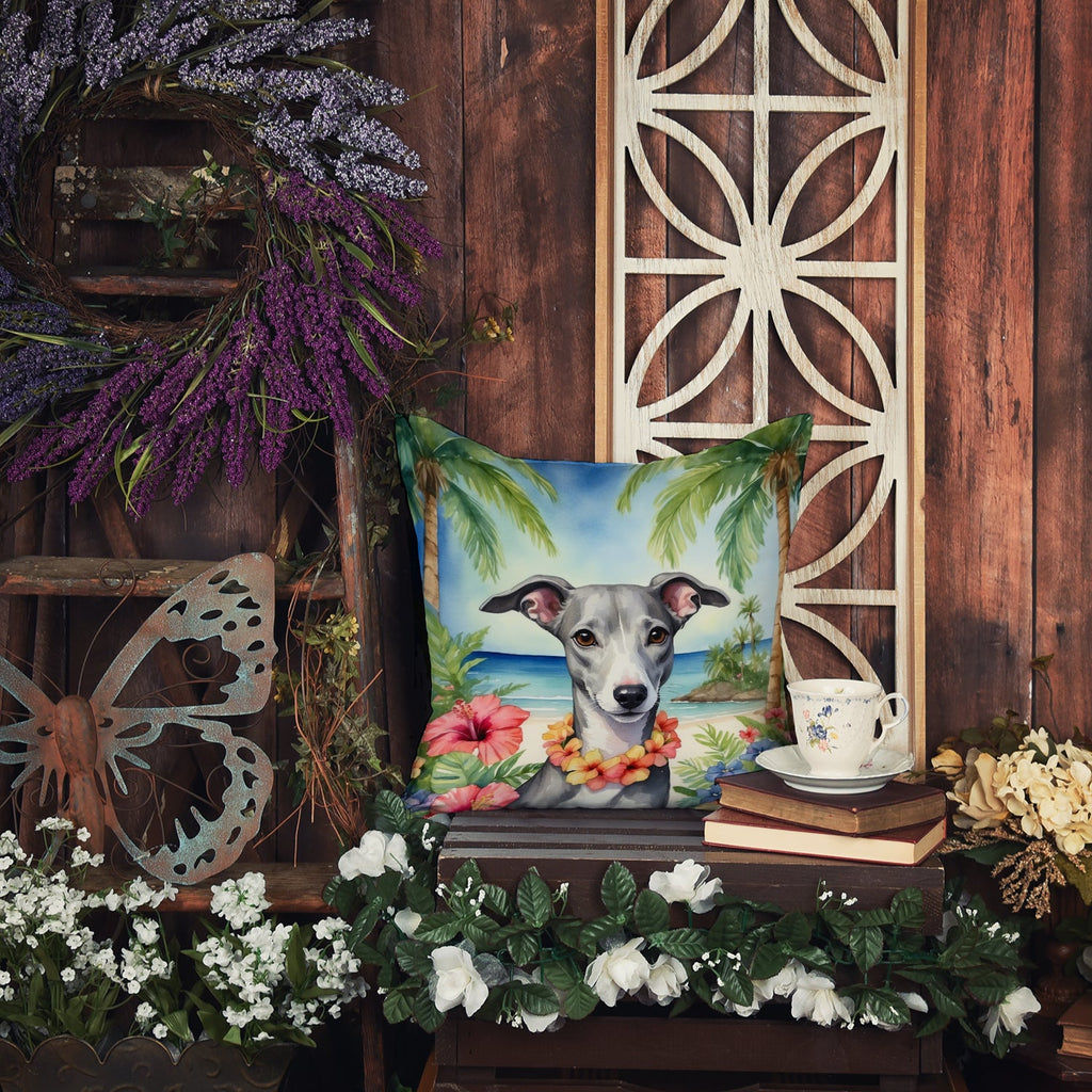 Whippet Luau Decorative Throw Pillow 18x18 Indoor Outdoor Accent Cushion, Fabric Cover with Insert for Sofa, Bed, Porch & Living Room