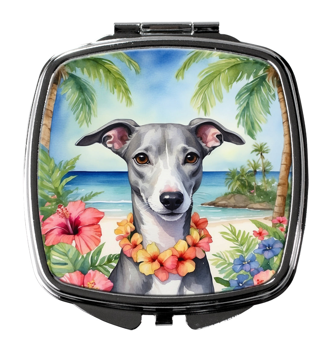 Whippet Luau Compact Mirror Decorative Travel Makeup Mirror for Women Girls Gifts Pocket Makeup Mirror Folding Handheld