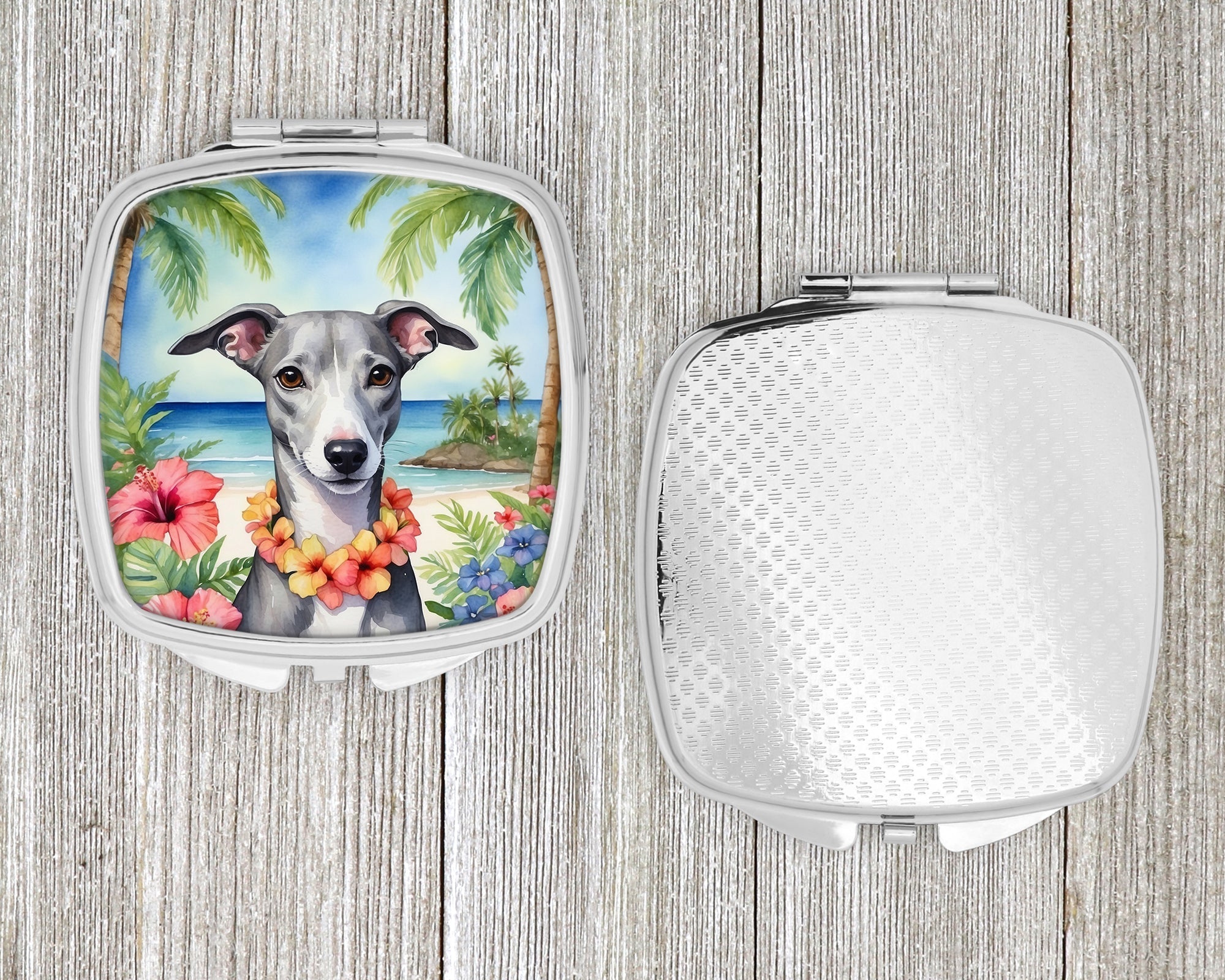 Whippet Luau Compact Mirror Decorative Travel Makeup Mirror for Women Girls Gifts Pocket Makeup Mirror Folding Handheld