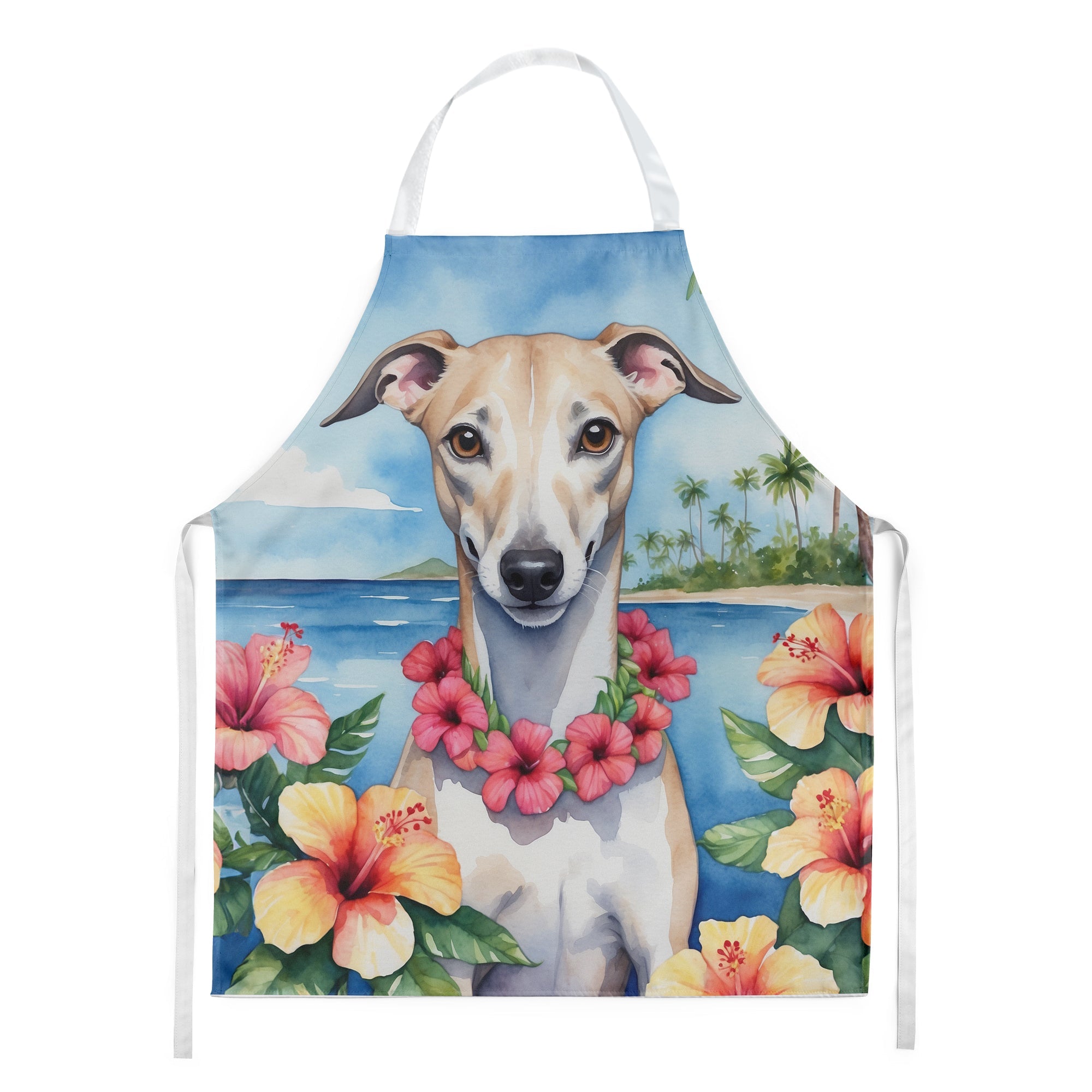 Whippet Luau Apron Cooking Kitchen Server Baking Crafts Gardening for Adult Women Men, Unisex, Large, Multicolor