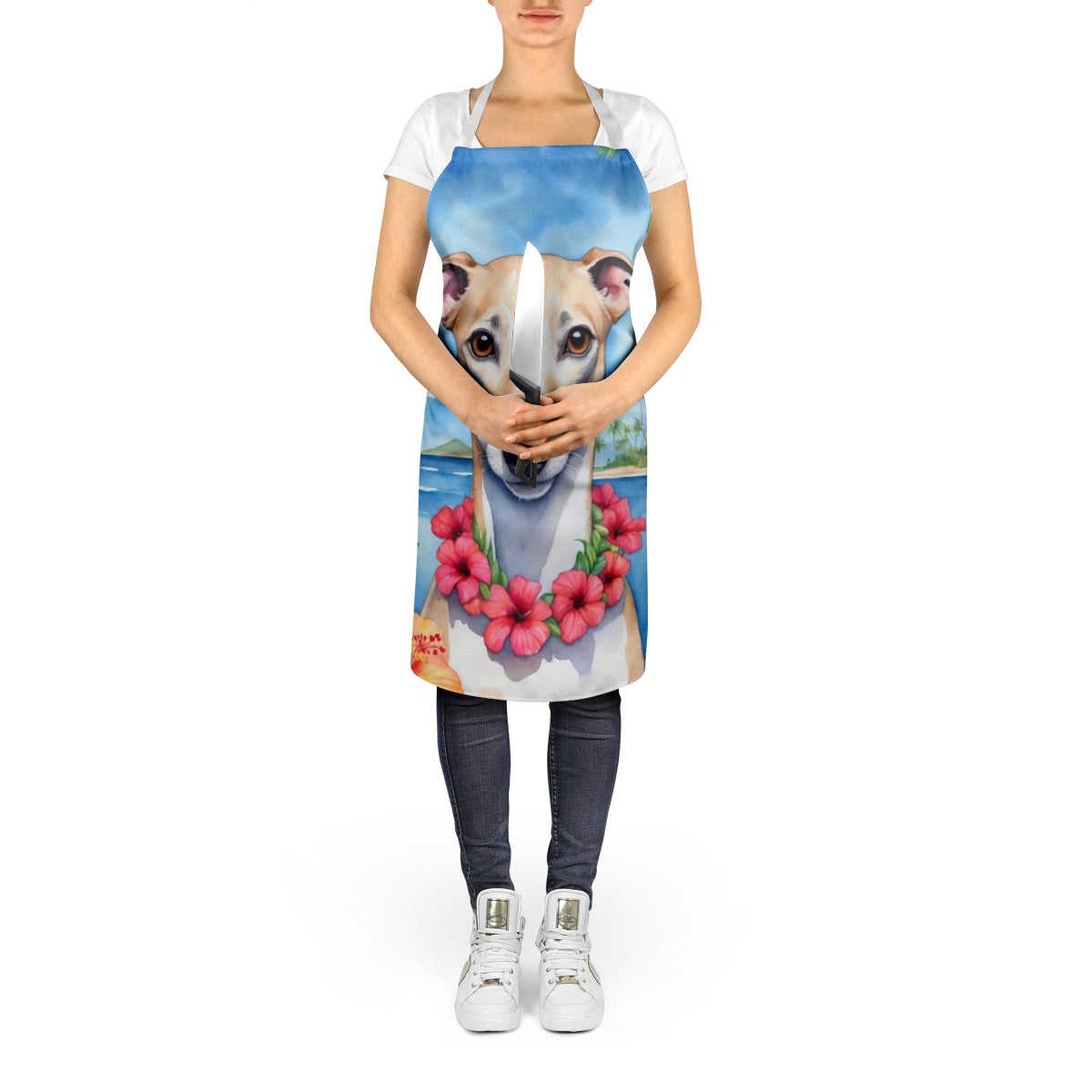 Whippet Luau Apron Cooking Kitchen Server Baking Crafts Gardening for Adult Women Men, Unisex, Large, Multicolor